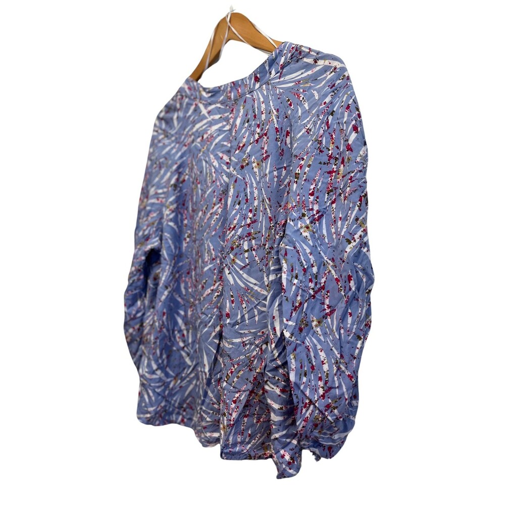 Eloquii Elements‎ Blouse Purple Floral 3/4 Ruched Sleeve Zebra La Vida Plus 20 - Picture 14 of 16